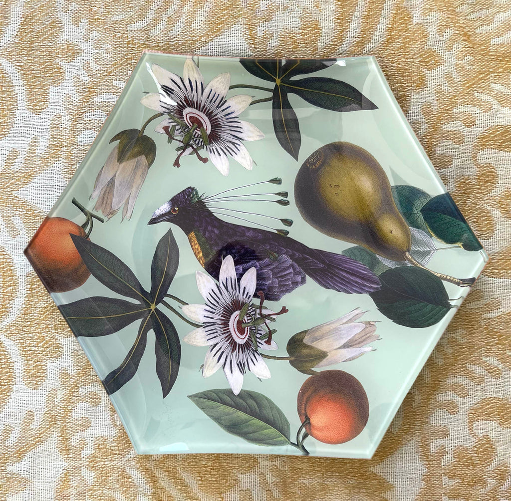 Hexagonal Platter: Birds and Fruit - Alex Stewart Carter