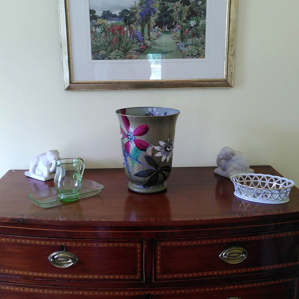 Decoupage Vase: Passionflower and Hummingbirds - Alex Stewart Carter