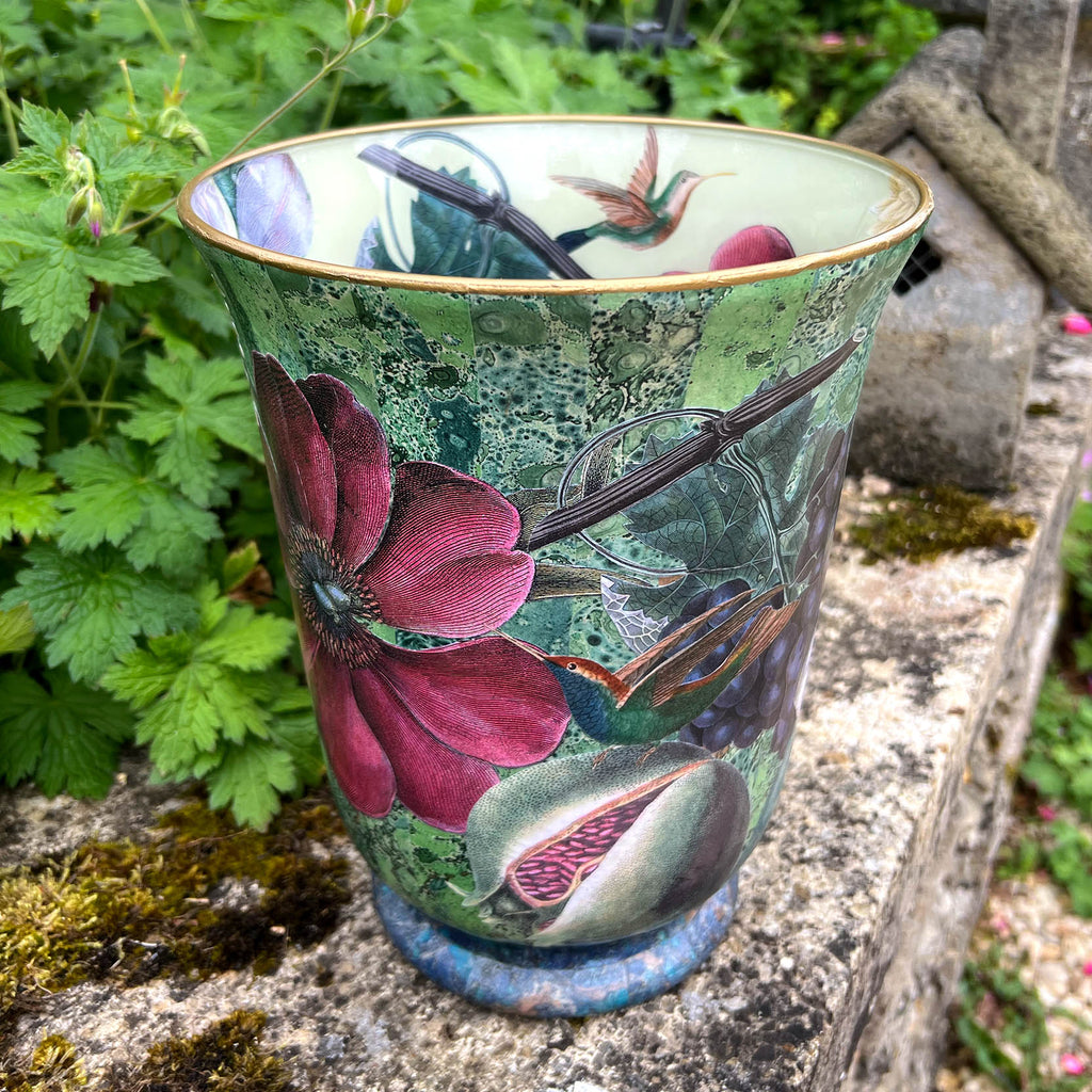Decoupage Vase: Hummingbirds and Fruit - Alex Stewart Carter