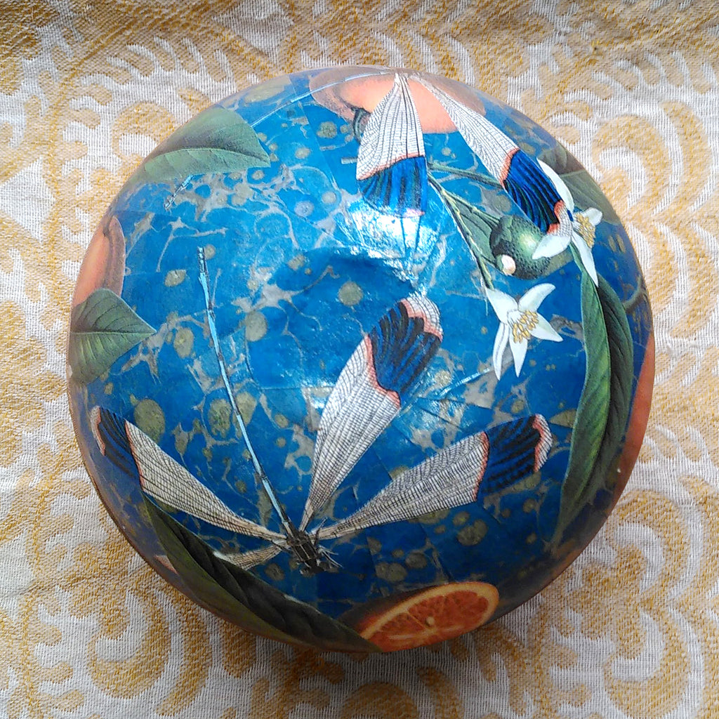 Limited Edition Decoupage Bowl: Dragonflies and Oranges - Alex Stewart Carter