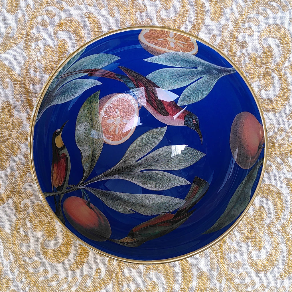 Decoupage Bowl: Birds and Fruit - Alex Stewart Carter