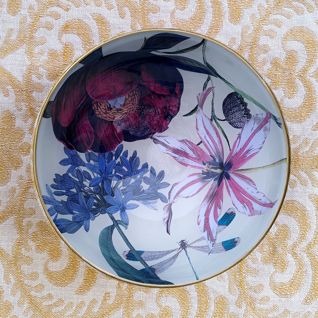 Limited Edition Decoupage Bowl: Peonies and Agapanthus - Alex Stewart Carter